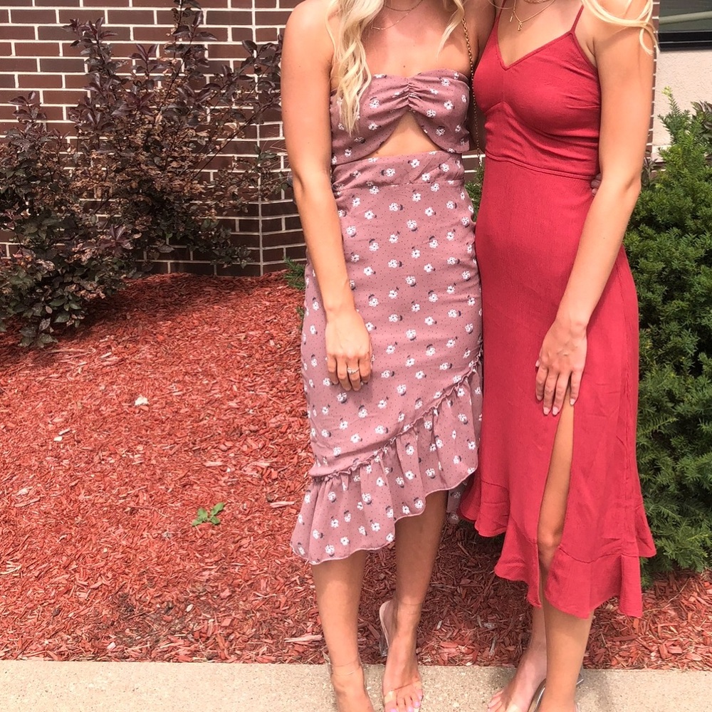 Revolve Superdown Mauve Strapless midi dress